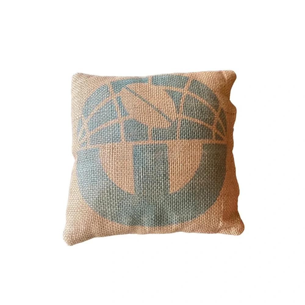 Burlap Block Print Pillow Football Zip‎ Closure Insert